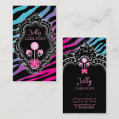 Poppen Visitekaartje Retro Zebra Roze blauw (Voorkant / Achterkant)