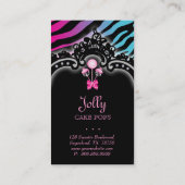 Poppen Visitekaartje Retro Zebra Roze blauw (Achterkant)