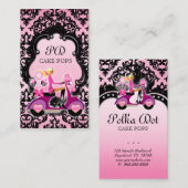 Poppen Visitekaartje zwart scooter zwart roze (Voorkant / Achterkant)