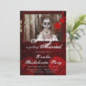 POPPEN ZOMBIE BRUID VERLOVINGSFEESTJE HALLOWEEN KAART (Staand voorkant)