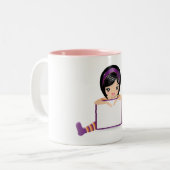 poppenbord vol tweekleurige koffiemok (Voorkant links)