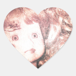 poppenhoofd hart sticker