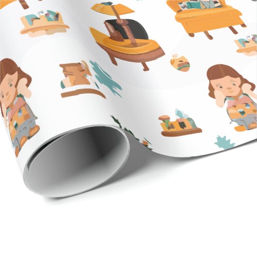 poppenhuis cadeaupapier (Rol Hoek)