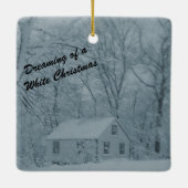 Poppenhuis in sneeuwstorm keramisch ornament (Achterkant)