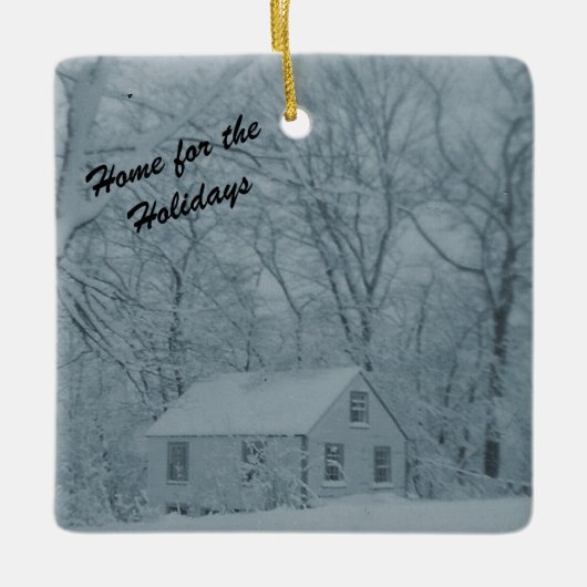 Poppenhuis in sneeuwstorm keramisch ornament (Voorkant)