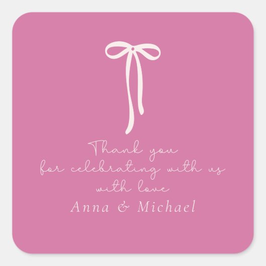 poppenhuis roze Bedankt Vierkante Sticker (Voorkant)