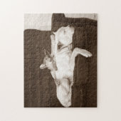 poppenkast met een witte amerikaanse stier legpuzzel (Verticaal)