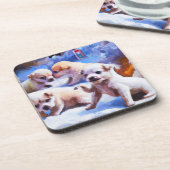 poppenliefde voor sneeuwpoppups kerst bier onderzetter (Linkerzijde)