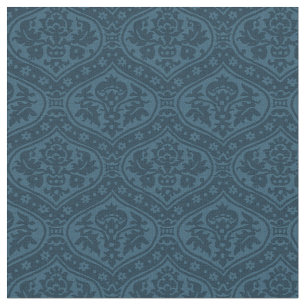 Poppenschaal Renaissance Damask, Pruisisch blauw Stof