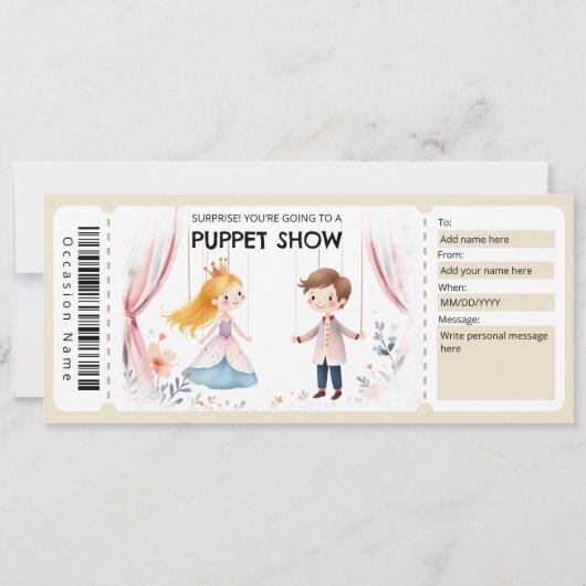Poppenshow Cadeaubon Kaart (Voorkant)