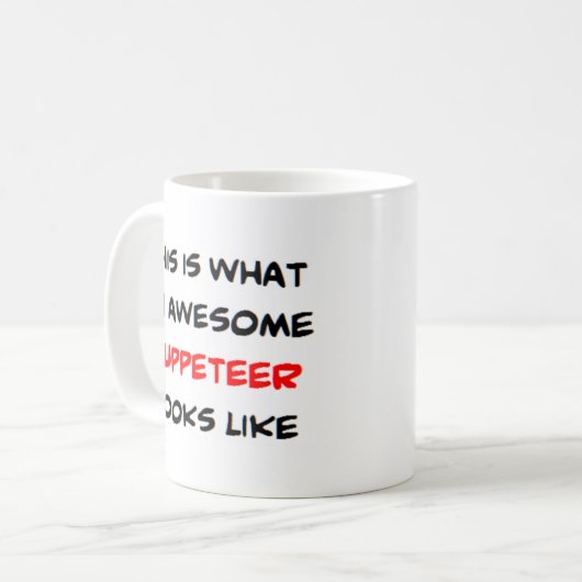 poppenspeler, geweldige koffiemok (Voorkant links)