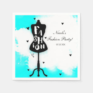 Poppenstand FASHION Aqua & Wit met Harten Servetten