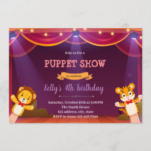 Poppenverjaardagsuitnodiging voor show kaart