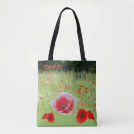 Poppes Field met Bench Cust. Tote bag