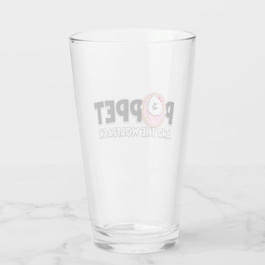 Poppet en de Wolfpack logo Glas (Achterkant)