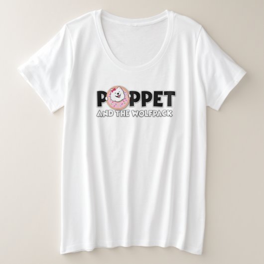 Poppet en de Wolfpack logo Grote Maat T-shirt (Design voorkant)