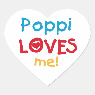 Poppi Loves Me T-shirts en geschenken Hart Sticker