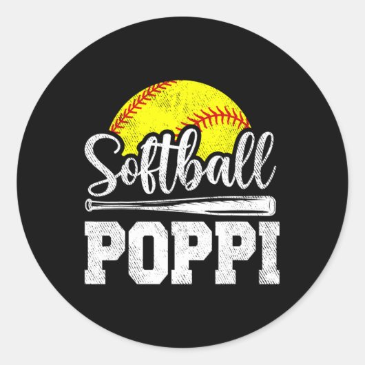 Poppi Softball Speler Spel Dag Vaderdag Gift Ronde Sticker (Voorkant)