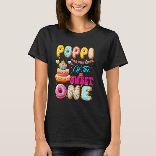 Poppi van het Sweet One Donut thema 1e verjaardag  T-shirt (Voorkant)