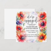 Poppie Aquarel Verlovingsfeest Uitnodiging (Voorkant / Achterkant)