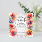 Poppie Aquarel Verlovingsfeest Uitnodiging (Staand voorkant)