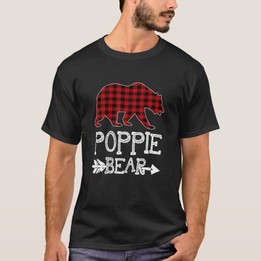 Poppie Beer Kerstmis Pajama Red Pset Buffal T-shirt (Voorkant)