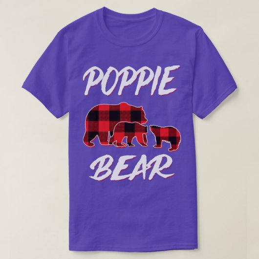 Poppie Beer Rood Plaid Kerst Pyjama Bijpassende Fa T-shirt (Design voorkant)