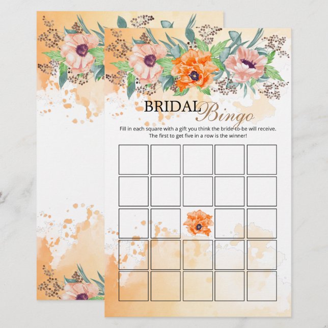 Poppie bloemen bridal bingo game (Voorkant / Achterkant)