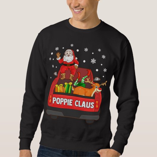 Poppie Claus Red Truck Santa Reindeer Elf Christma Trui (Voorkant)