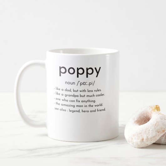 Poppie definitie grappige opa Vaderdag Koffiemok (Met donut)