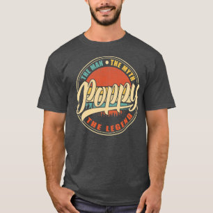 Poppie Man Myth Legend  Retro Fathers Day T-shirt