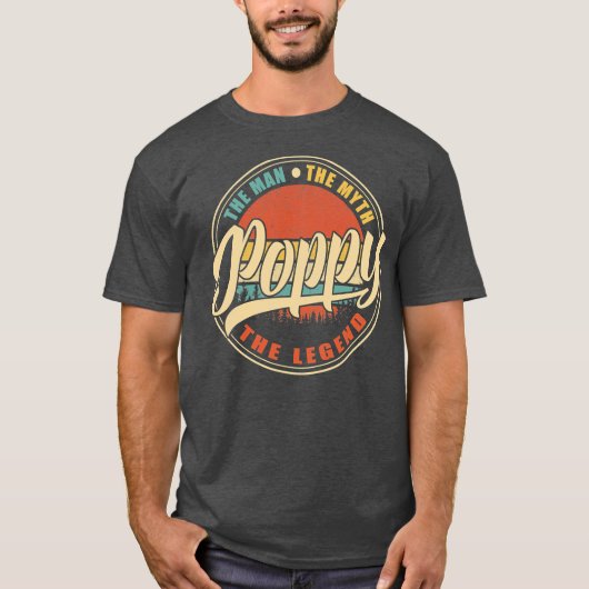 Poppie Man Myth Legend  Retro Fathers Day T-shirt (Voorkant)