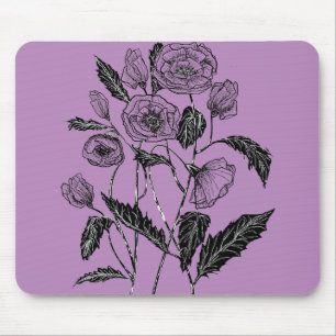 Poppie Muismat - Aangepaste kleuren - Paars