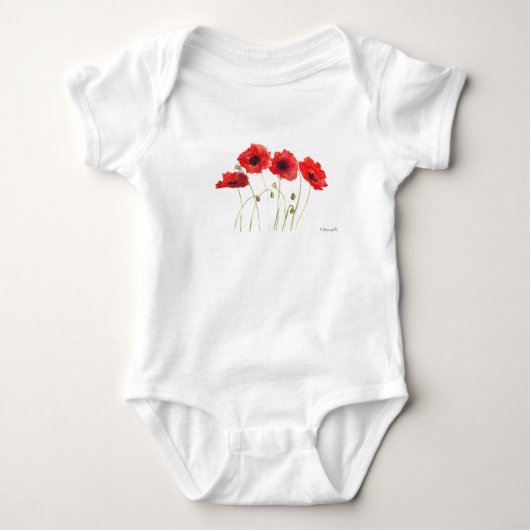 Poppie rode waterverf zomerbaby-kostuums romper (Voorkant)