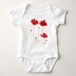 Poppie rode waterverf zomerbaby-kostuums romper
