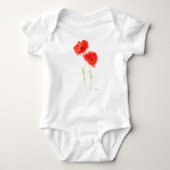 Poppie rode waterverf zomerbaby-kostuums romper (Voorkant)