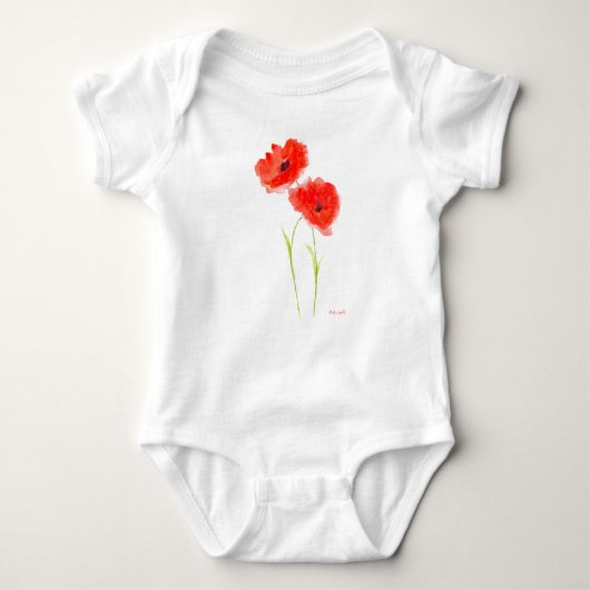 Poppie rode waterverf zomerbaby-kostuums romper (Voorkant)
