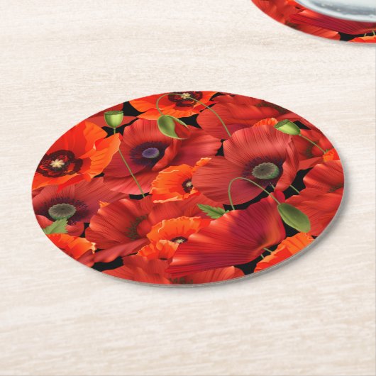 Poppie Ronde Kartonnen Onderzetter (Gebogen)