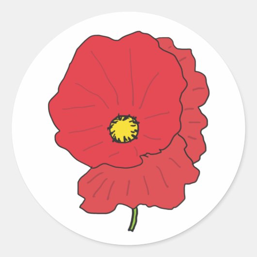 Poppie Ronde Sticker (Voorkant)