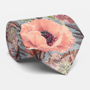 Poppie roze florale achtergrond stylis stropdas