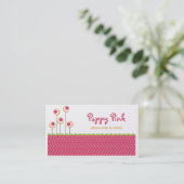 Poppie roze Visitekaartjes (Staand voorkant)
