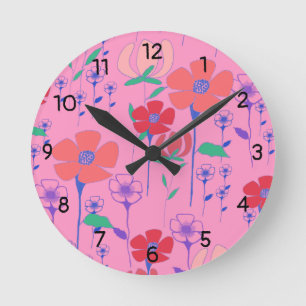 Poppie roze wandklok