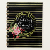 Poppie Rozen Roze Rode Folie Stripes Weddenschap Planner (Voorkant)