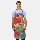 Poppie Waterverf Daffodil Rood Bloedfloraal Apron Schort (Gedragen)