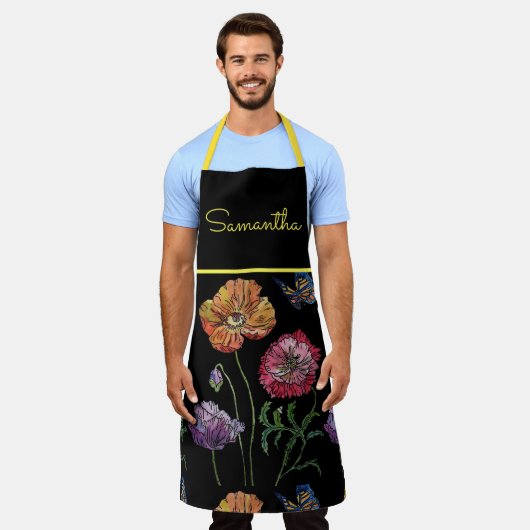 Poppie Waterverf Poppies Bloem bloem Schort (Gedragen)