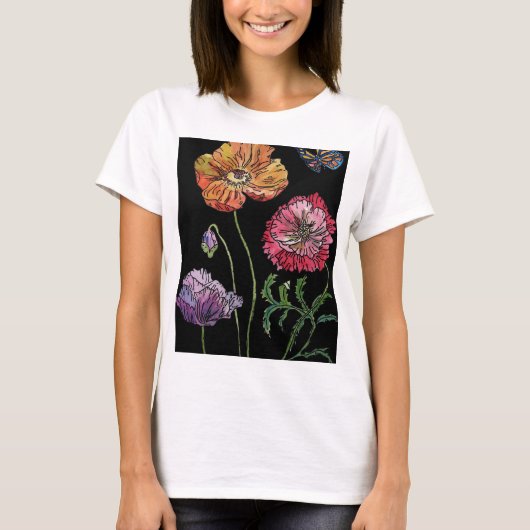 Poppie Waterverf Schilderijen T-shirt (Voorkant)