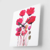 Poppie waterverf vierkante klok (Hoek)