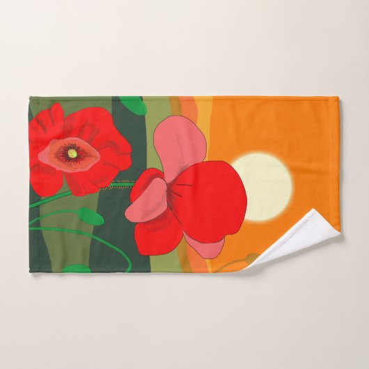 Poppie weide bij zonsondergang bad handdoek (Handdoek)