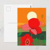 Poppie weide bij zonsondergang briefkaart (Voorkant / Achterkant)