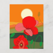 Poppie weide bij zonsondergang briefkaart (Voorkant)